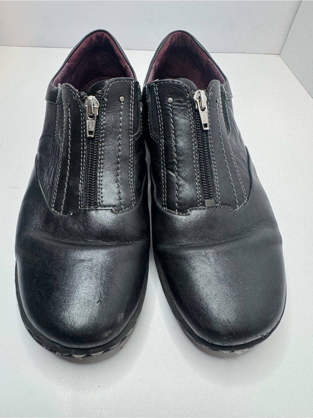 Josef Seibel Black Leather Zip Loafers Women's Size EU41